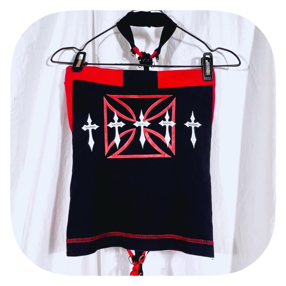 Handmade “Fetishwear” T shirt Tube top + choker